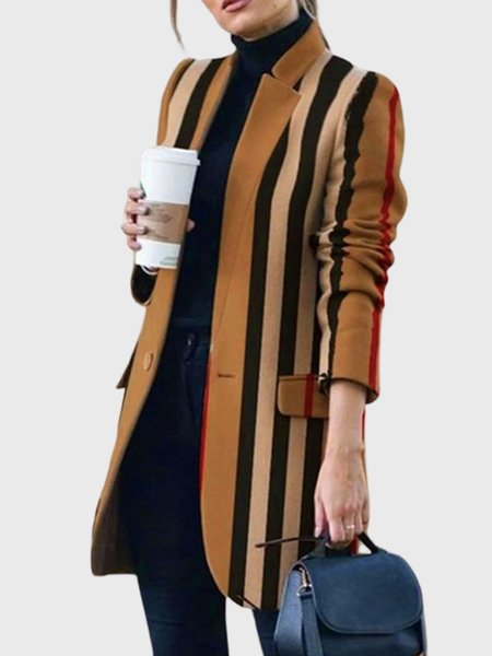 

Vintage Casual Simple Casual Woolen Blazer, As picture, Outerwear