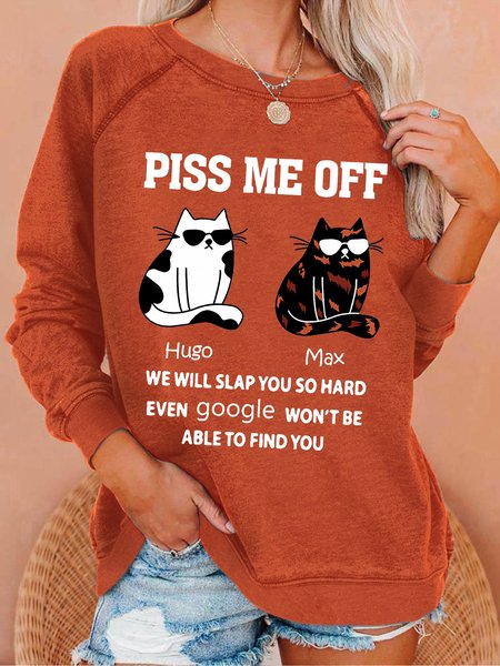

Women's Funny We Will Slap You So Hard Even Google Won't Be Able To Find You Grumpy Cat Graphic Text Letters Casual Sweatshirt, Orange, Hoodies&Sweatshirts