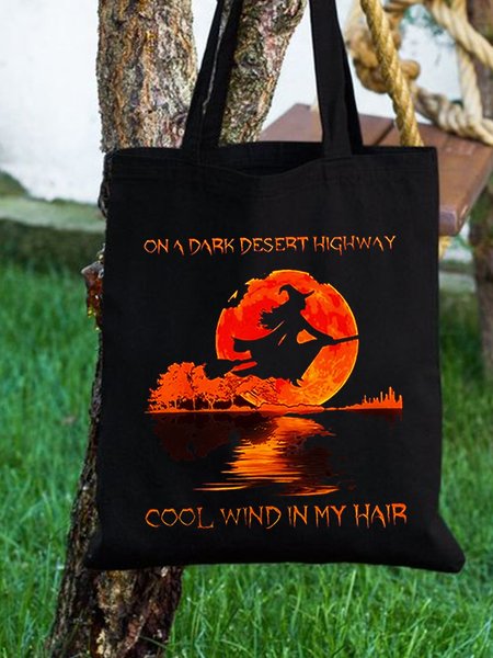 

On A Dark Desert Highway Shopping Tote, Black, Bags