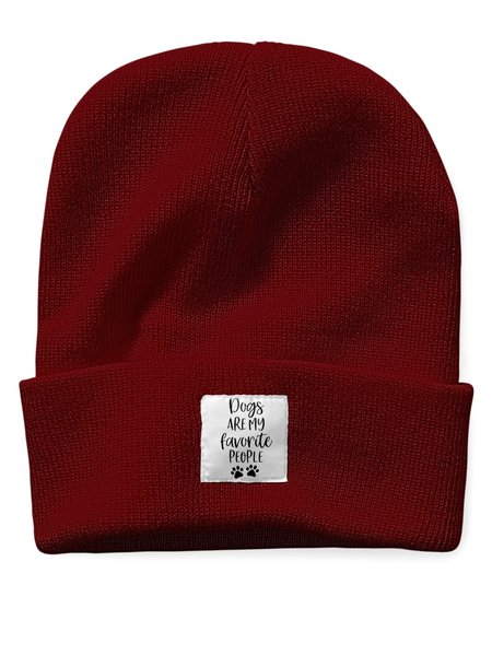 

Dogs Are My Favorite People Animal Letters Beanie Hat, Wine red, Hats
