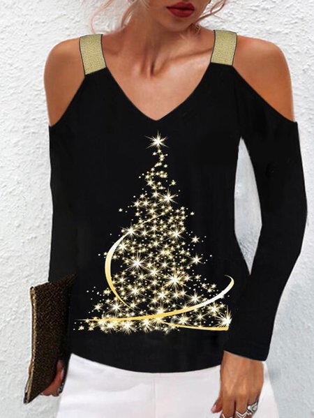 

Christmas Casual Regular Fit Top, Black, Tops