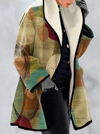 

Shawl Collar Loose Vintage Overcoat, Multicolor, Coats