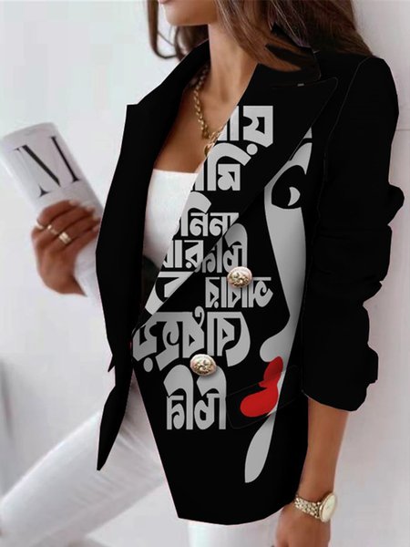 

Urban Regular Fit Abstract Printed Blazer, Black, Blazers