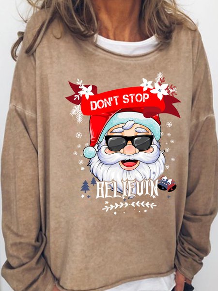 

Lilicloth X Y Don't Stop Believe Santa Claus Christmas Women's Sweatshirts, Light brown, Hoodies&Sweatshirts