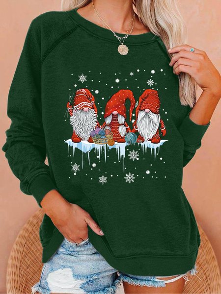 

Women Christmas Gnome Simple Loose Christmas Sweatshirt, Green, Hoodies&Sweatshirts