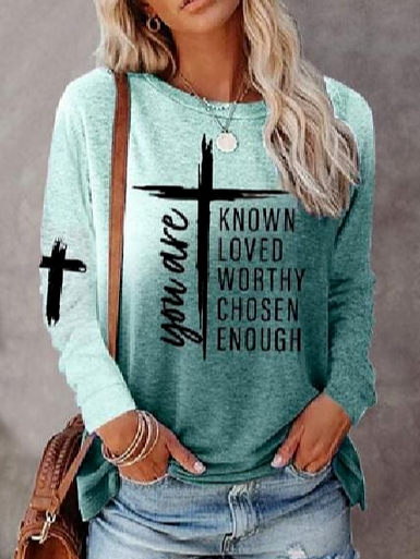

Cotton-Blend Casual Loose T-Shirt, Green, T-Shirts