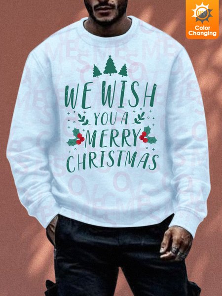 

Lilicloth X Jessanjony Unisex We Wish You A Merry Christmas UV Color Changing Sweatshirt, Light blue, Hoodies&Sweatshirts
