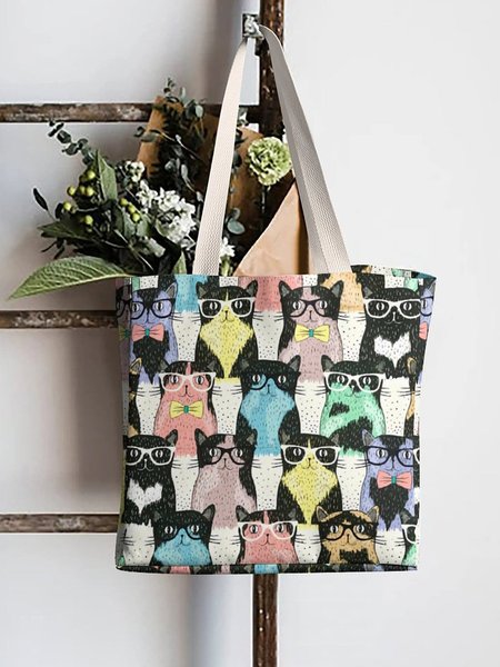 

Funny Cat with Glasses Shopping Tote, As picture, Bags
