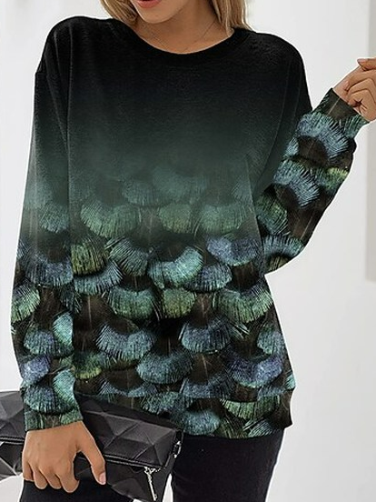 

Loose Leaf Crew Neck Sweatshirts, Multicolor, Sweatshirts & Hoodies
