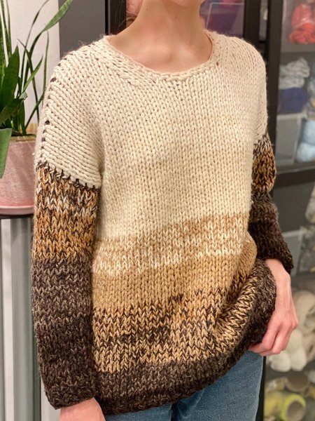 

Wool/Knitting Crew Neck Casual Ombre Sweater, Multicolor, Sweaters & Cardigans