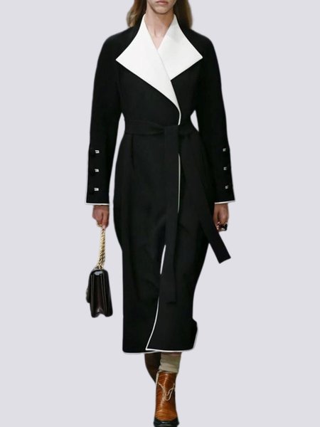 

Long Sleeve Loosen Solid Lady Overcoat, Black, Outerwear