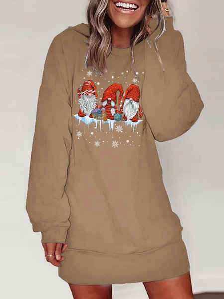 

Women Christmas Gnomes Loose Sweatshirt Dress, Khaki, Dresses