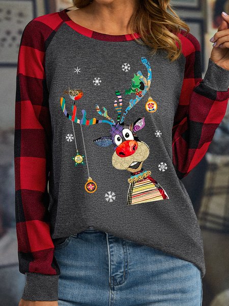 

Womens Casual Christmas Tops, Gray, Long sleeves