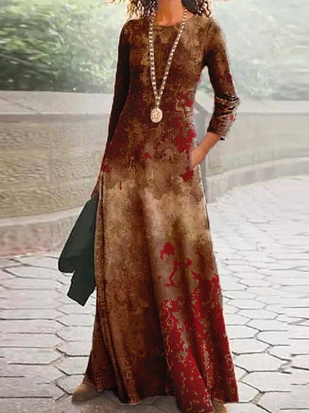 

Boho Ethnic Crew Neck Dress, Multicolor, Dresses