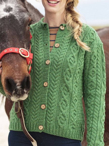 

Shawl Collar Casual Buttoned Sweater Coat, Green, Sweaters