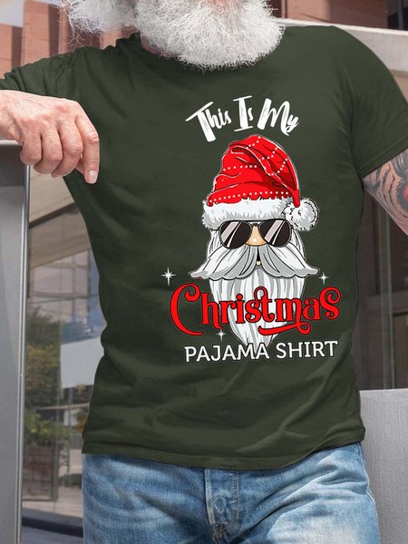 

Men This Is My Christmas Pajama Shirt Crew Neck Casual Christmas T-Shirt, Dark green, T-shirts