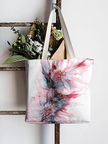 

Abstract Artistic Floral Print Shopping Tote, As picture, Bags