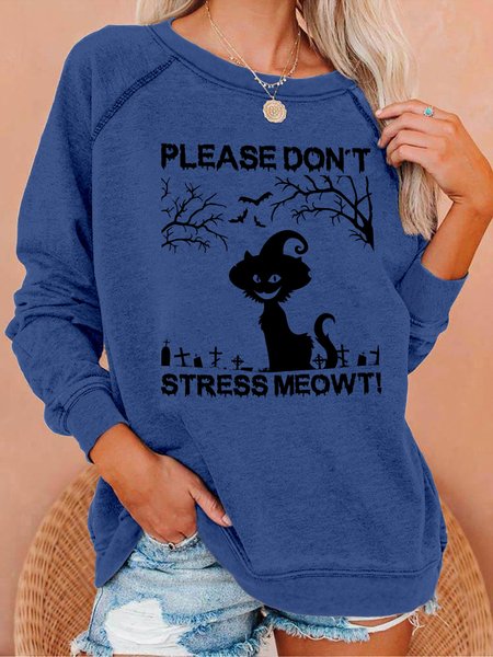 

Lilicloth X Jessanjony Please Don‘t Stress Meowt Women's Halloween Sweatshirts, Deep blue, Hoodies&Sweatshirts