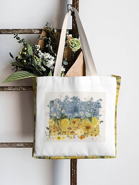 

Patchwork Floral Print Shopping Bag, As picture, Bags