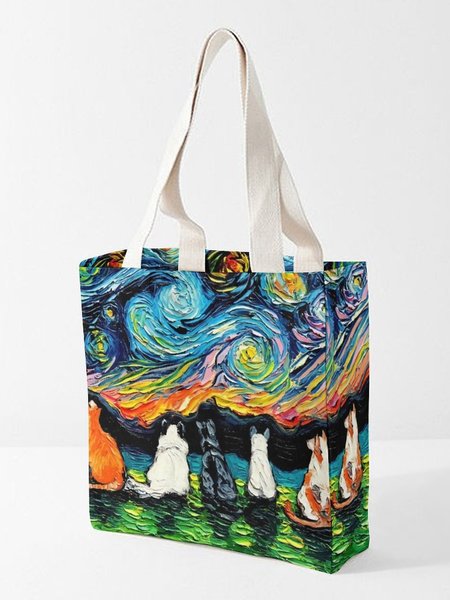 

Cat Under Starry Sky Shopping Tote, As picture, Bags