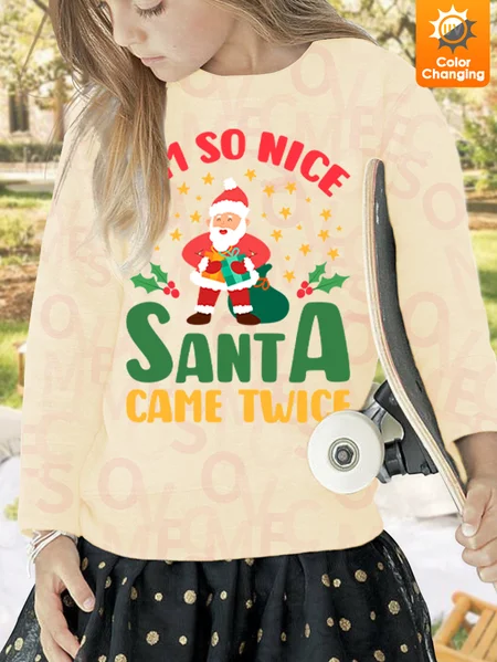 

Lilicloth X Jessanjony Unisex I'm So Nice Santa Come Twice UV Color Changing Children Sweatshirt, Apricot, Kid's Sweatshirts