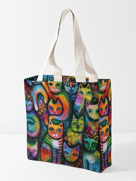 

Lots and lots of hand-painted cat print shopping bags, As picture, Bags