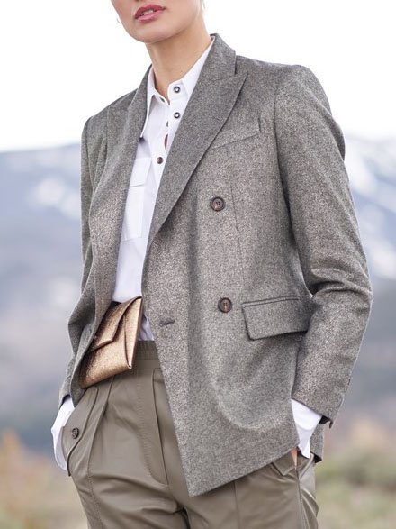 

Vintage Plain Lapel Collar Blazer, Gray, Blazers