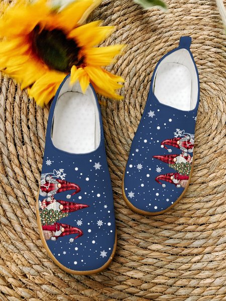 

Christmas Blue Lightweight Soft Flats Canvas Footwear, Shoes