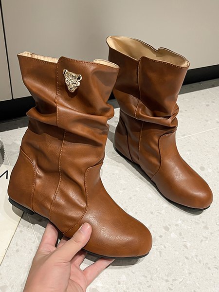 

Tiger Metal Trim Crinkle Boots, Brown, Boots