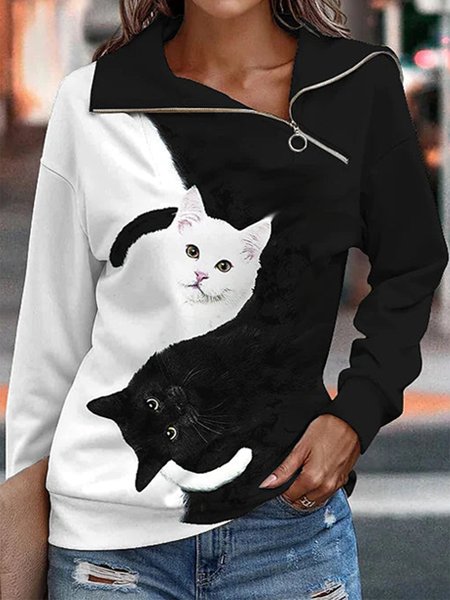 

Loose Casual Shawl Collar Sweatshirts, Multicolor, Sweatshirts & Hoodies