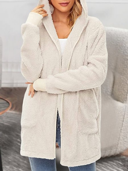 

Plain Hoodie Loose Other Coat, Apricot, Coats