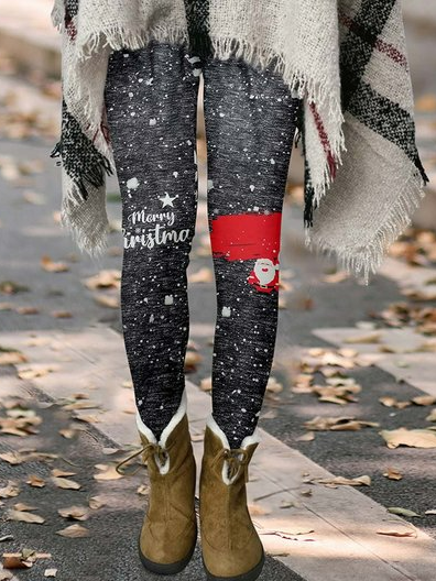 

Christmas Regular Fit Long Leggings, Gray, leggings