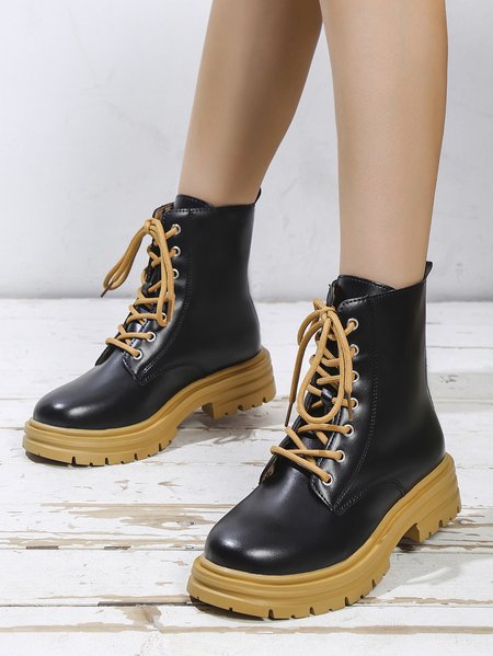 

Lightweight Comfort Soft Sole Contrast Boots Footwear, Black, Shoes