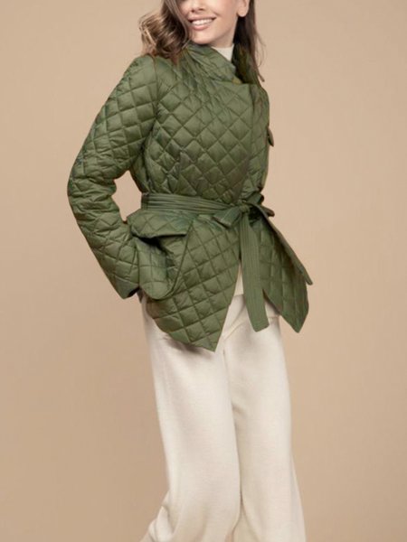 

Regular Fit Urban Plain Long Sleeve Fleece Coat, Green, Others