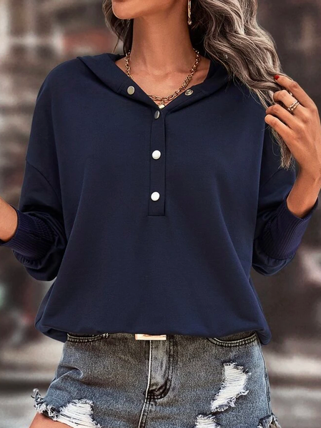 

Casual Plain Hoodie Regular Fit Sweatshirts, Purplish blue, Sweatshirts & Hoodies