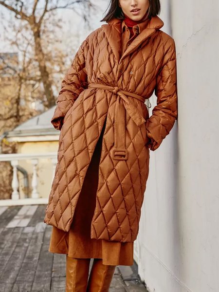 

Urban Long Sleeve Regular Fit Lapel Collar Fleece Coat, Yellow brown, Others