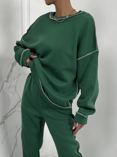 

Long sleeve Color Block Crew Neck Casual Sweatshirt, Green, Hoodies and Sweatshirts