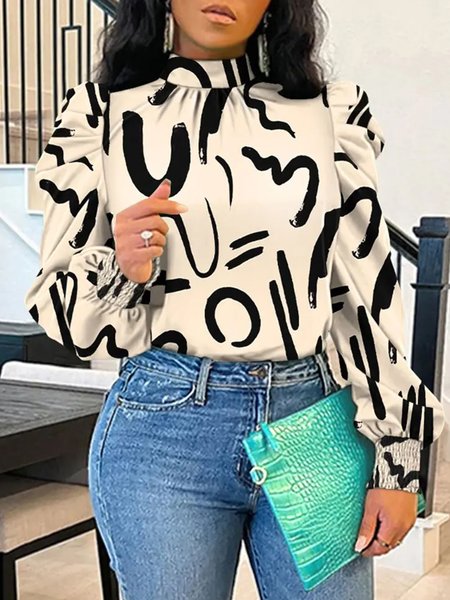 

Long sleeve Regular Fit Half Turtleneck Urban Blouse, Off white, Blouses and Shirts