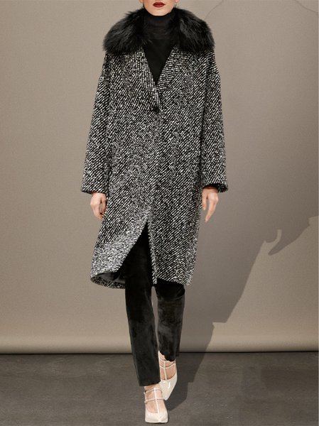 

Long sleeve Shawl Collar Plain Overcoat, Gray, Coats