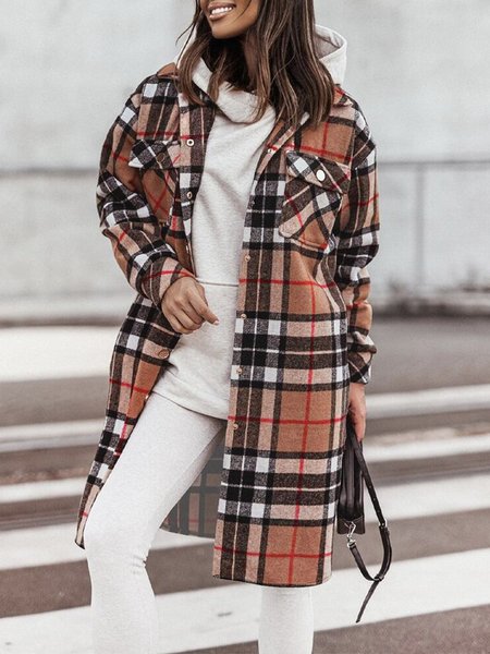 

Daily Long sleeve Regular Fit Shirt Collar Jacket, Camel, Jackets