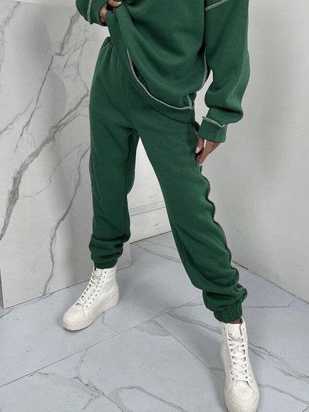 

Daily Color Block Regular Fit Casual Pants, Green, Pants