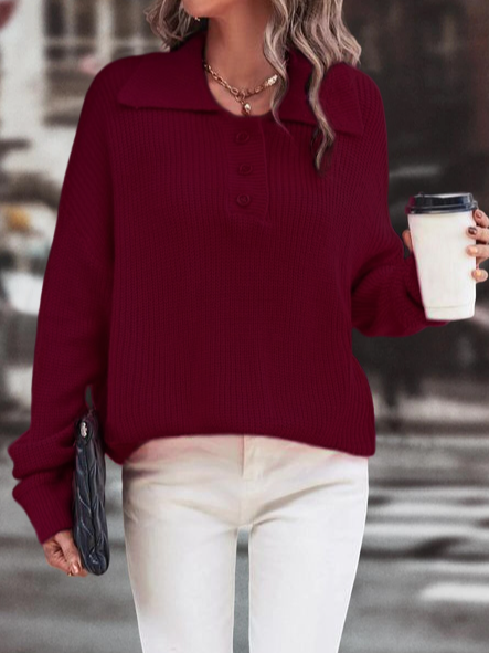 

V Neck Casual Christmas Sweater, Red, Sweaters
