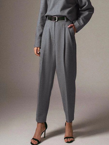 

Zipper Daily Plain Regular Fit Fashion Pants, Gray, Pants