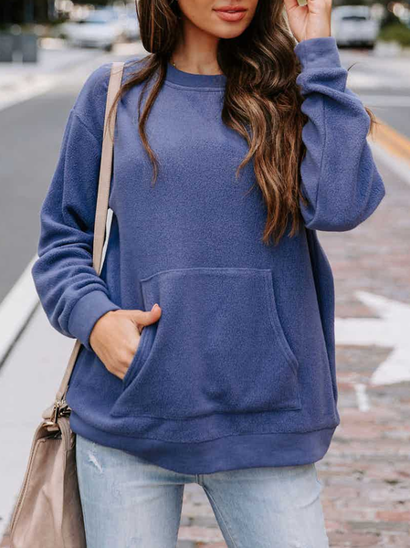 

Cotton-Blend Casual Crew Neck Sweatshirts, Blue, Sweatshirts & Hoodies