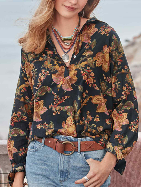 

Boho Ethnic V Neck Blouse, Multicolor, Shirts & Blouses
