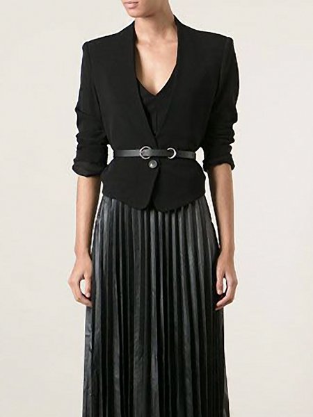 

Long sleeve Plain Elegant Regular Fit Blazer, Black, Blazers