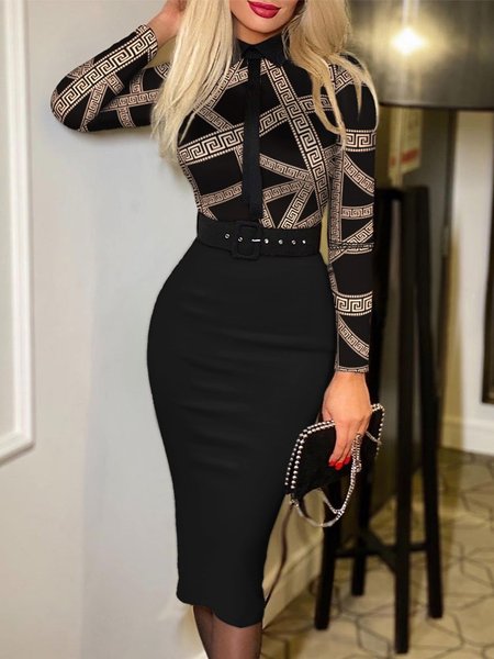 

Urban Tight Long Sleeve Midi Dress, Black, Midi Dresses