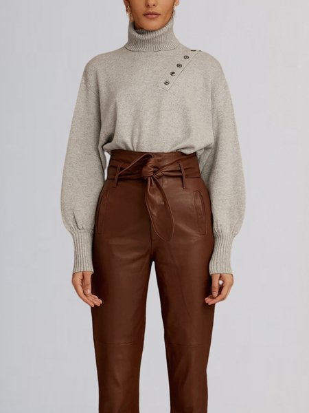 

Plain Regular Fit Urban Long Sleeve Sweater, Gray, Pullovers