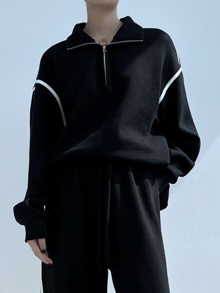 

Winter Long sleeve Shawl Collar Casual Sweatshirts, Black, Hoodies and Sweatshirts