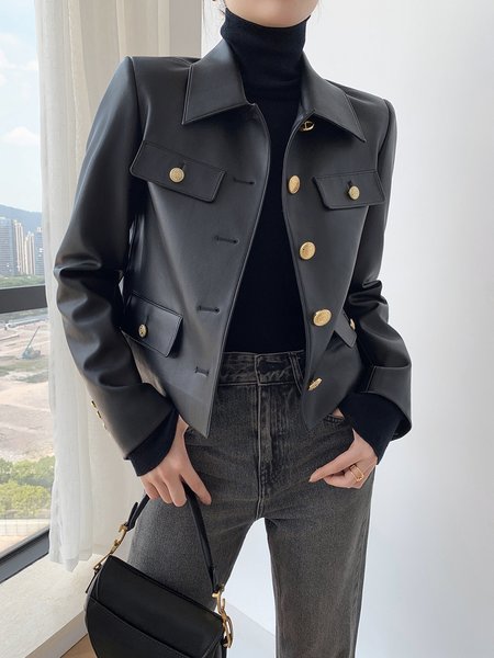 

Long sleeve Urban Regular Fit Shawl Collar Jacket, Black, Jackets